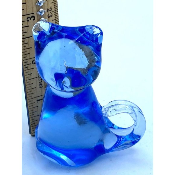 1990's Fine Cobalt Blue Lead Crystal Cat Kitten Figurine Vintage - Picture 4 of 5